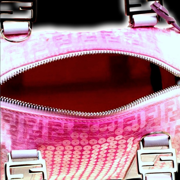 Vintage Fendi Pink Zucchino Sequins mini forever Bag Limited Edition - Picture 5 of 15